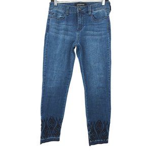 Liverpool Jeans The Ankle Skinny Fray Hem Embroidered Sz 4 - 27 Mid Rise Stretch
